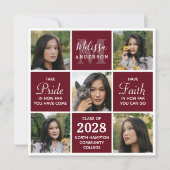 Afstuderen 5 Foto Collage Burgundy Afstuderen Uitn Kaart (Voorkant)