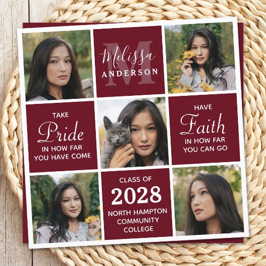 Afstuderen 5 Foto Collage Burgundy Afstuderen Uitn Kaart