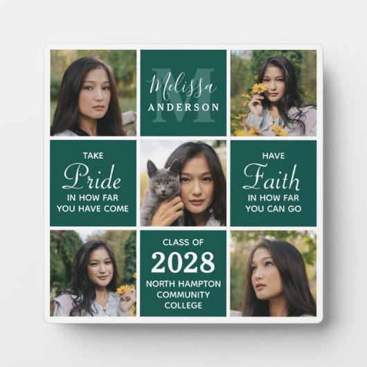 Afstuderen 5 Foto Collage Emerald Green Afstuderen Fotoplaat (Voorkant)