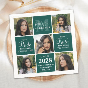 Afstuderen 5 Foto Collage Emerald Green Afstuderen Servet