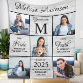Afstuderen 5 Foto Collage Gray Rustic Afstuderen Fleece Deken