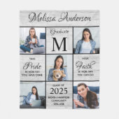 Afstuderen 5 Foto Collage Gray Rustic Afstuderen Fleece Deken (Voorkant)