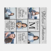 Afstuderen 5 Foto Collage Gray Rustic Afstuderen Fleece Deken (Voorkant (Horizontaal))