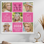 Afstuderen 5 Foto Collage Inspirerend Chic Pink Imitatie Canvas Print<br><div class="desc">Viel uw afstuderen en geef een speciaal gepersonaliseerd cadeau met deze de canvasafdruk van het afstuderen van de douanefoto collage. Dit unieke afstuderen fotocollage canvas zal een schat koepa zijn. Gezegde: "Neem trots in hoe ver je bent gekomen, heb geloof in hoe ver je kunt gaan." Pas met 5 van...</div>