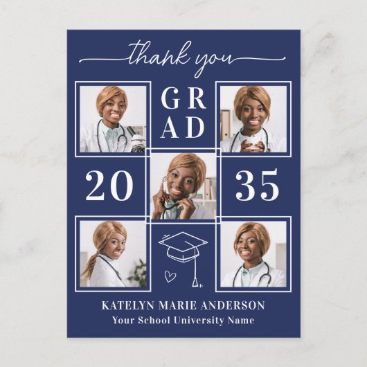 Afstuderen 5 foto gepersonaliseerd Afstuderen dank Briefkaart (Voorkant)