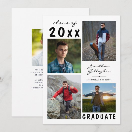 Afstuderen 5 Foto handgeschreven script Aankondiging (Voorkant / Achterkant)