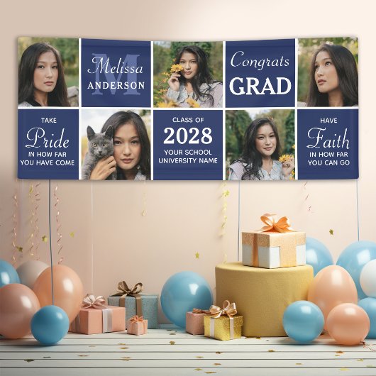 Afstuderen 5 Fotocollage gepersonaliseerd Afstuder Spandoek