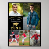 Afstuderen 5 Fotocollage Zwart Goud Pet Poster (Voorkant)