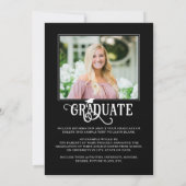 Afstuderen 5 foto's Fancy klassenjaarscript Aankondiging (Achterkant)