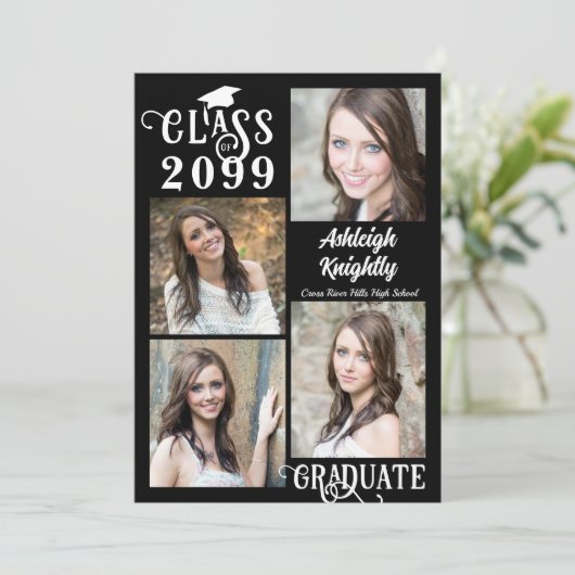 Afstuderen 5 foto's Stijlvol klassenjaar Aankondiging (Staand voorkant)