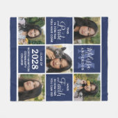 Afstuderen 5 Photo Collage Navy Blue Afstuderen Fleece Deken (Voorkant (Horizontaal))
