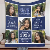 Afstuderen 5 Photo Collage Navy Blue Afstuderen Fleece Deken