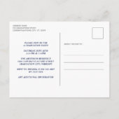Afstuderen 6 Foto aangepast Navy Blue Afstuderen Uitnodiging Briefkaart (Achterkant)
