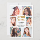 Afstuderen 6 Foto Collage Gold Black Script White Aankondiging (Voorkant)