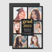 Afstuderen 6 Foto Collage Gold White Script Black (Voorkant / Achterkant)