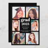 Afstuderen 6 Photo Collage White Script Black Aankondiging (Voorkant / Achterkant)