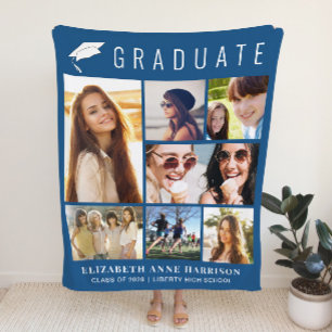 Afstuderen 7 Foto Collage Blue Fleece Deken