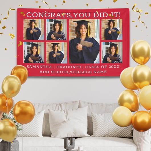 Afstuderen 7 Foto Collage Gefeliciteerd Afgestudee Spandoek