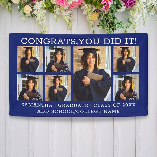 Afstuderen 7 Foto Collage Gefeliciteerd Afgestudee Spandoek