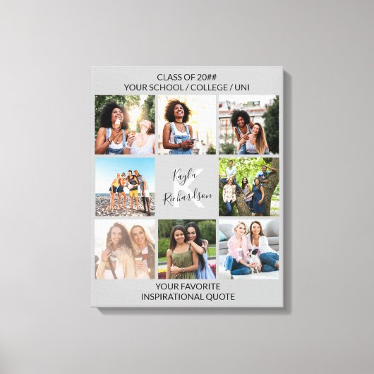 Afstuderen 8 Foto collage en Citaat Gray Canvas Afdruk (Voorkant)