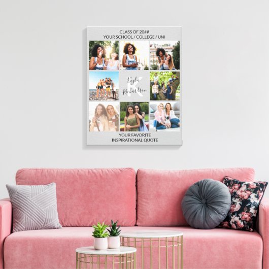 Afstuderen 8 Foto collage en Citaat Gray Canvas Afdruk (Insitu (Woonkamer))