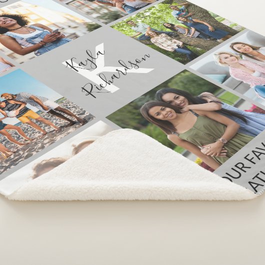 Afstuderen 8 Foto Collage en Quote Gray Afstuderen Sherpa Deken (3/4)