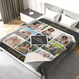 Afstuderen 8 Foto Grid Black en Gold Afstuderen Sherpa Deken