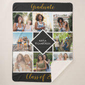 Afstuderen 8 Foto Grid Black en Gold Afstuderen Sherpa Deken (Voorkant)