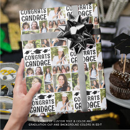 Afstuderen 9 Fotocollage Congrats Naam Aangepast Cadeaupapier