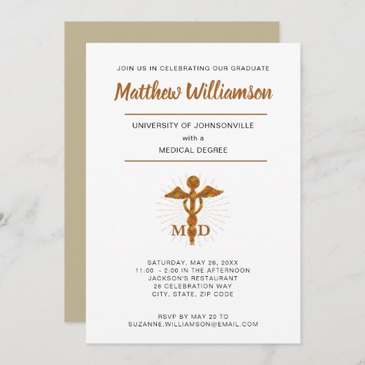 Afstuderen aan de Medische Faculteit met Symbool Aankondiging (Voorkant / Achterkant)