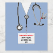 Afstuderen aan de Medische Faculteit Wijn Etiket (Enkel label)