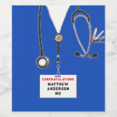 Afstuderen aan de medische faculteit wijn etiket (Enkel label)