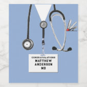 Afstuderen aan de medische faculteit wijn etiket (Enkel label)
