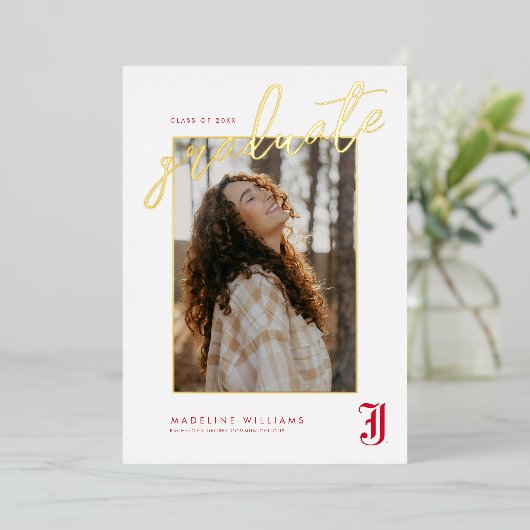 Afstuderen aan Jacksonville State University Folie Uitnodiging (Staand Voorkant)