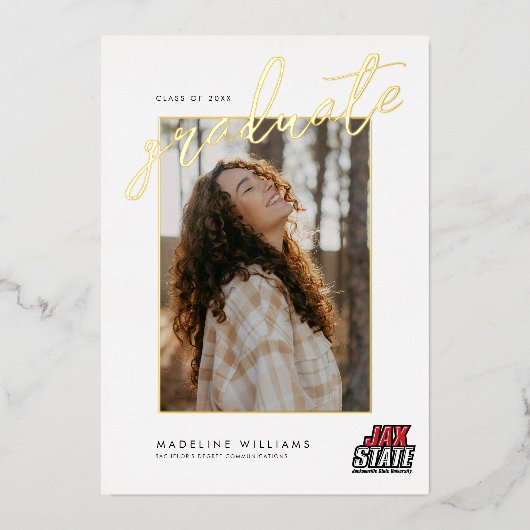 Afstuderen aan Jacksonville State University Folie Uitnodiging (Voorkant)