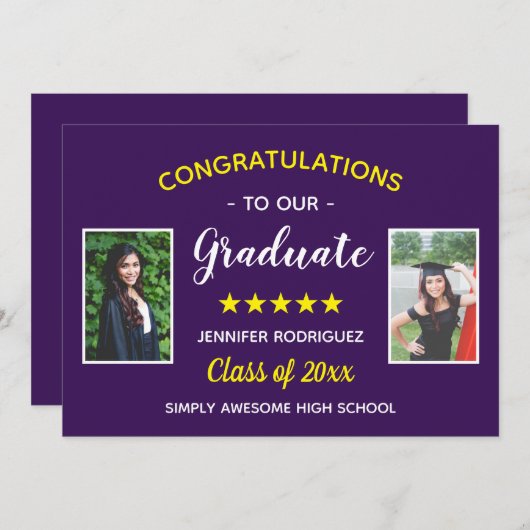 Afstuderen Aangepast 2 Foto gefeliciteerd Afstuder Aankondiging (Voorkant / Achterkant)