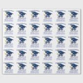 Afstuderen - Aangepast blauw en goud Cadeaupapier (Vlak)