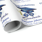 Afstuderen - Aangepast blauw en goud Cadeaupapier (Rol Hoek)