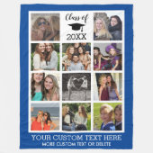 Afstuderen Aangepast fotocollage Blauw Fleece Deken (Voorkant)