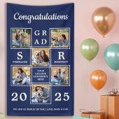 Afstuderen Aangepast fotocollage marineblauw Spandoek