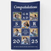 Afstuderen Aangepast fotocollage marineblauw Spandoek (Verticaal)