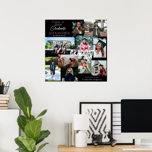 Afstuderen Aangepast multi-fotocollage 6 V1-Poster Poster (Thuiskantoor)