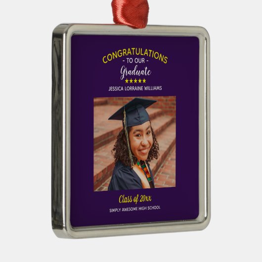 Afstuderen Aangepaste foto Afstuderen Metalen Ornament (Rechts)