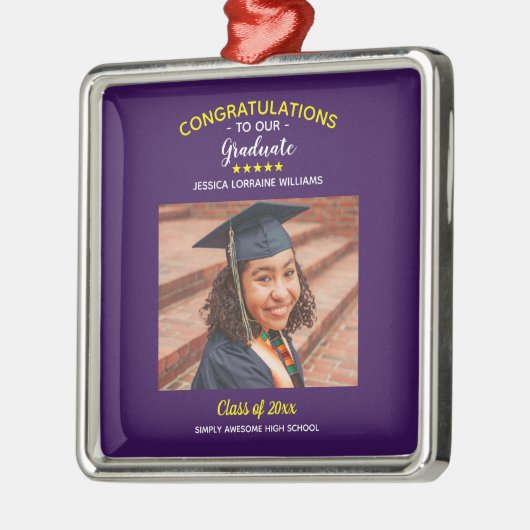 Afstuderen Aangepaste foto Afstuderen Metalen Ornament (Links)