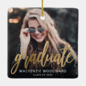 Afstuderen Aangepaste foto Gold Script-toetsenbord Keramisch Ornament (Achterkant)