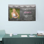 Afstuderen, aangepaste foto, krijtbord & kant spandoek (Beurs)