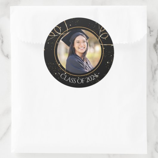 Afstuderen Aangepaste foto Ronde Sticker (Tas)