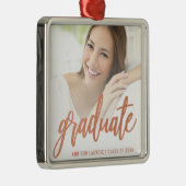 Afstuderen Aangepaste foto Roos Gold Script Keepom Metalen Ornament (Rechts)