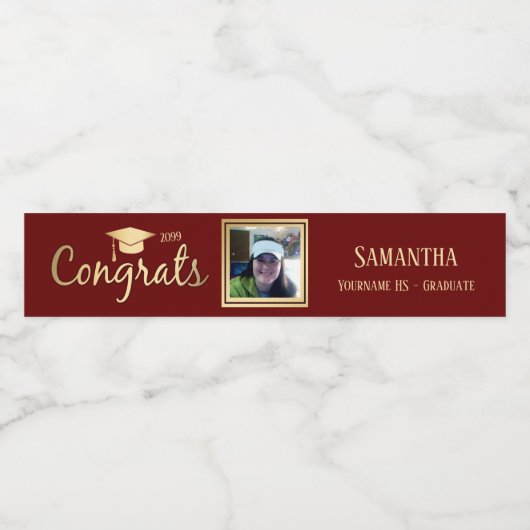 Afstuderen aangepaste foto samenvoegen waterfles etiket (Enkel label)