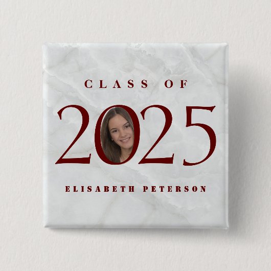 Afstuderen aangepaste foto voor haar vierkante button 5,1 cm (Voorkant)